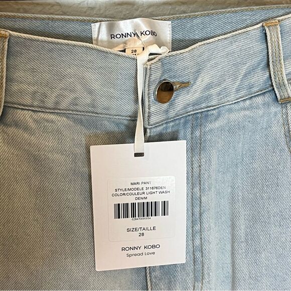 Ronny Kobo NWT! Mari Wide Leg Pant in Light Wash Size 28 - Picture 9 of 15